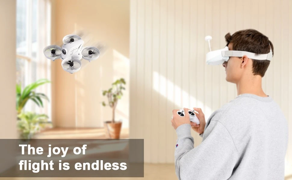 Pilot flying the ALFI VR70 with FPV goggles indoors